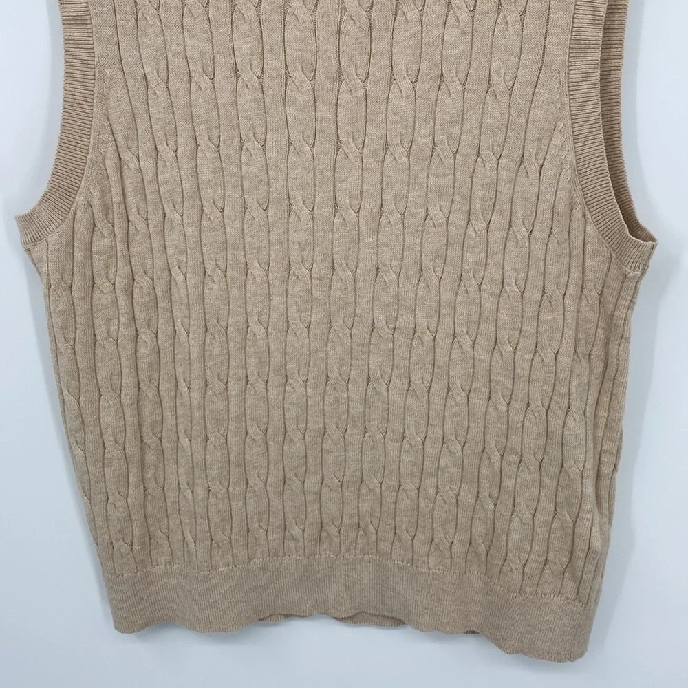 J. Crew Sleeveless Beige Cable Knit Sweater Size Medium
